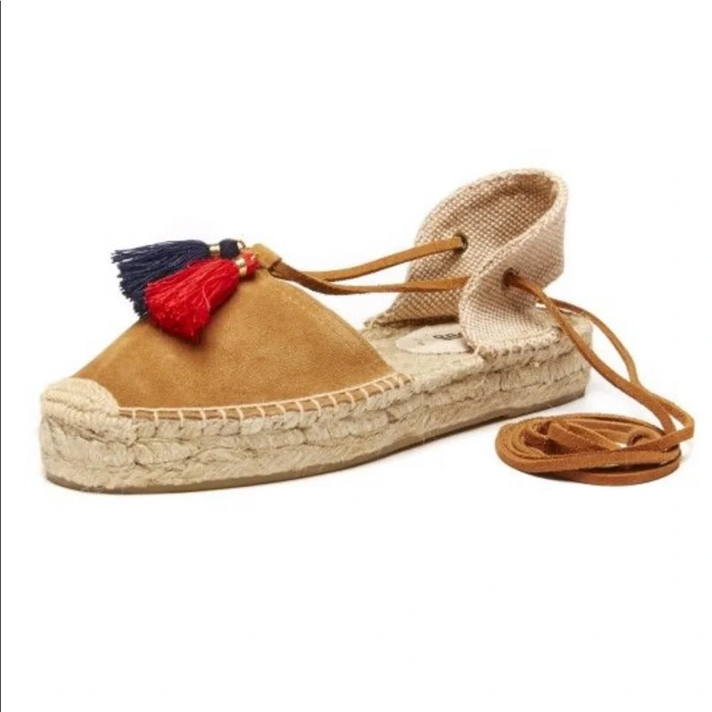 Soludos Espadrille Gladiator Tassel Tan Sandals - Picture 1 of 7
